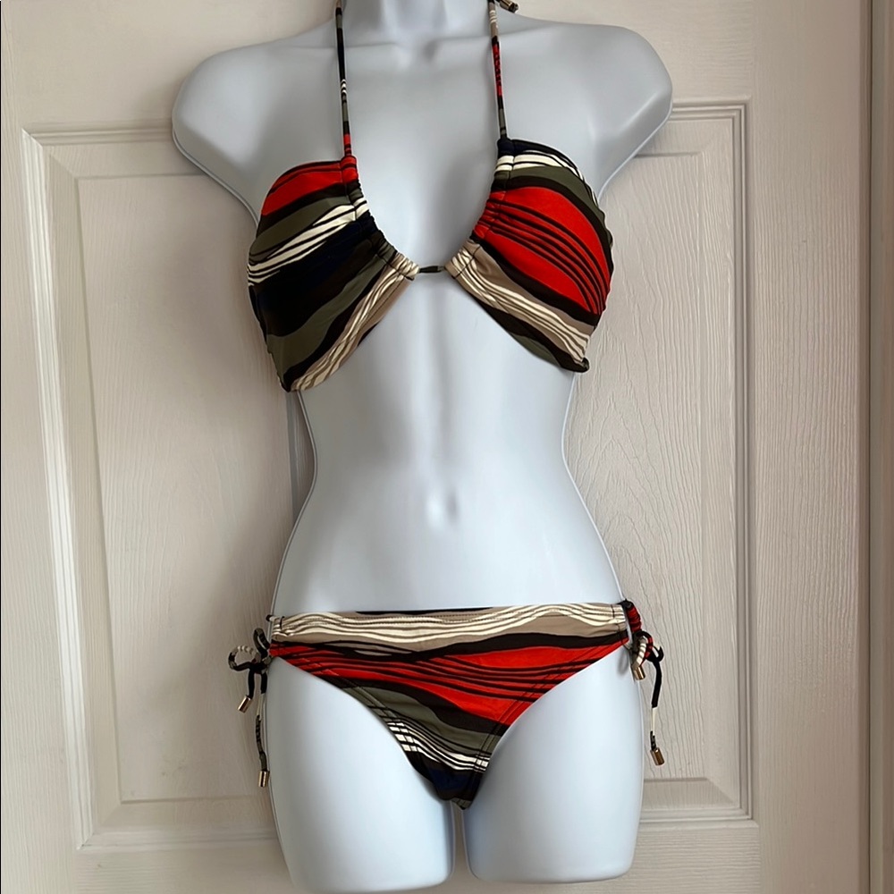Vince Camuto Red and Black Halter Bikini